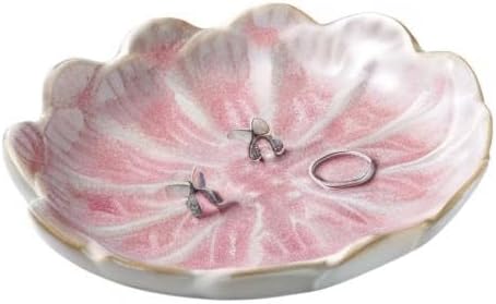 Mecaikru jewelry dish, flower shape ring dish, pink earring tray, cute jewelry holder, key bowl, flower pink