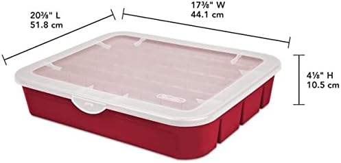 Sterilite Red Holiday Ornament Adjustable Storage Container Organizer Case- Holds 32 Ornaments