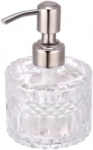 YunNasi Soap Dispenser with Stainless Steel Pump, Clear Crystal Design, Vintage and Elegant, Refillable Liquid Hand Soap Dish Soap Dispensers for Bathroom Counter, Kitchen Sink (Style 5)