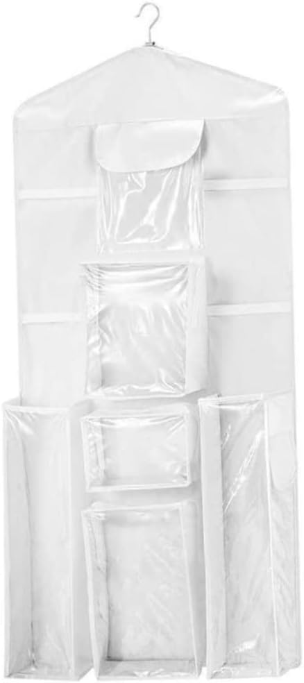 Christmas Wrapping Paper Organizer 37.40x5.51 Inch, Large Capacity Wall Hanging, Double Sided Clear with 10 Pockets, Wrapping Paper Organizer