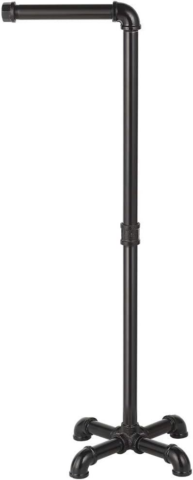 MOOACE Toilet Paper Holder Stand, Industrial Free Standing Bathroom Tissue Paper Roll Dispenser, Black
