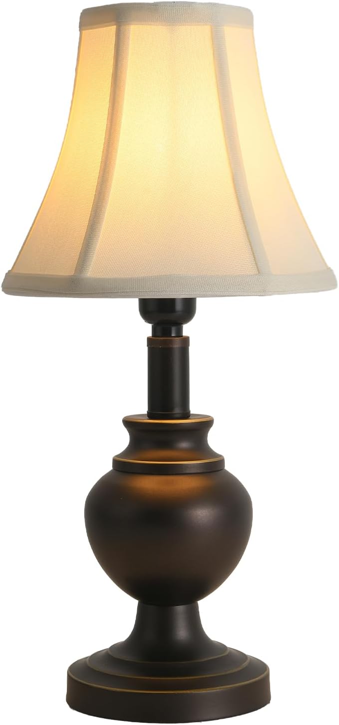 Traditional Table Lamp, Desk Lamp for Living Room with Fabric Shade, Vintage Bedside Lamp Brown Finish for Bedroom Nightstand Office Hotel (Pack-1)