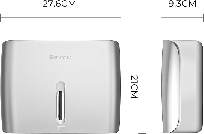 Commercial Paper Towel Dispenser Wall Mount Paper Hand Towel Dispenser Large Capacity 200 Multifold/Trifold/C Fold Paper Towel Dispenser Bathroom Adhesive Tissue Dispenser (Silver)