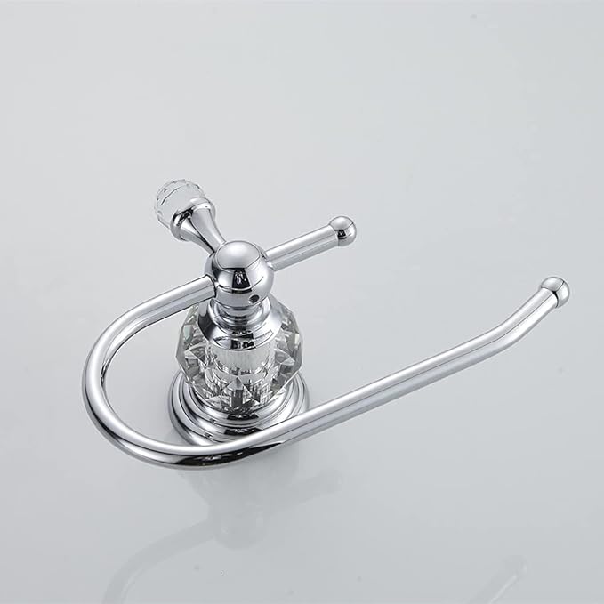 WOLIBEER Crystal Toilet Paper Holder, Polished Chrome Tissue Paper Holder Silver Bathroom Toilet Roll Hanger Wall Mounted Brass