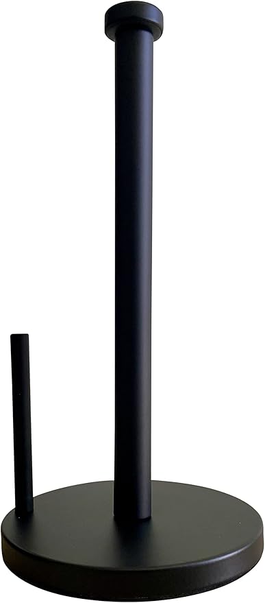 Black Paper Towel Holder Countertop Stainless Steel Paper Towel Stand with Weighted Non-Slip Base One-Handed Tear, Rust-Resistant Kitchen Roll Holder, Standard, Jumbo & Large Rolls