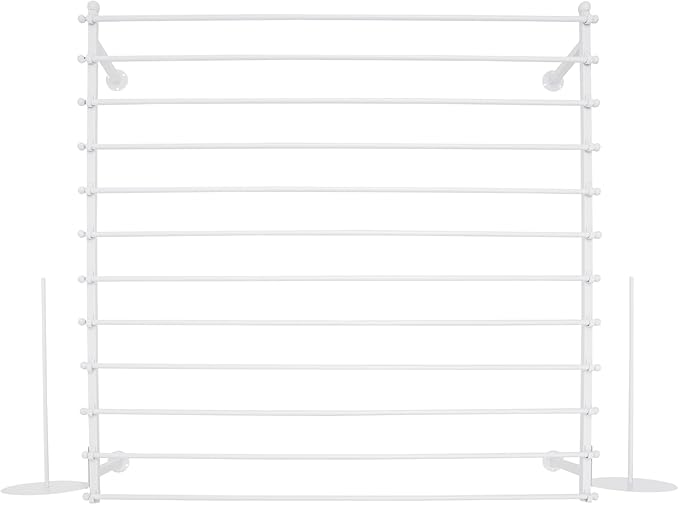 12-Layer Ribbon Holder Organizer Rack Wall Mounted Wrapping Paper Storage Rack Ribbon Dispenser Holder Wrapping Station Display Racks for Craft Room Florist Cake Shop(White)