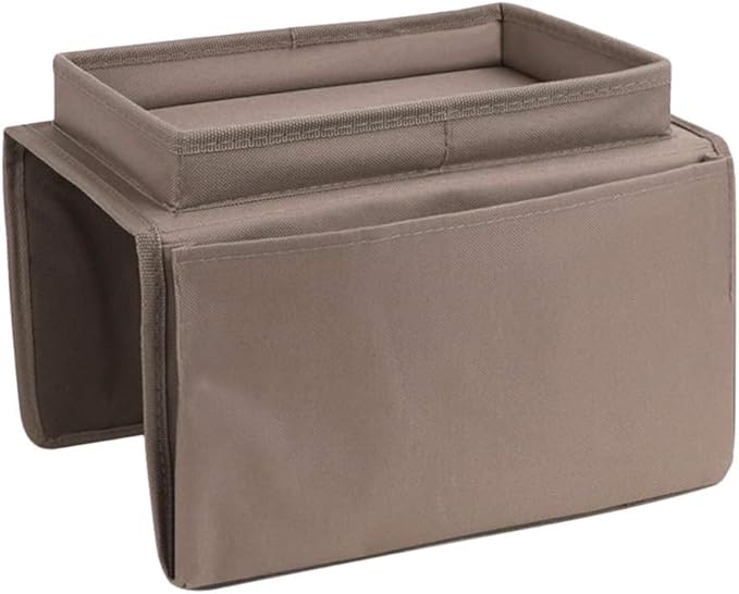 Sofa Armrest Organizer with Cup Holder No-Slip Couch Sofa Armrest Organiser Couch Remote Caddy Control Holder with 1 Large Pockets and 3 Small Pockets for Smart Phone Magazines Ipad Drinks