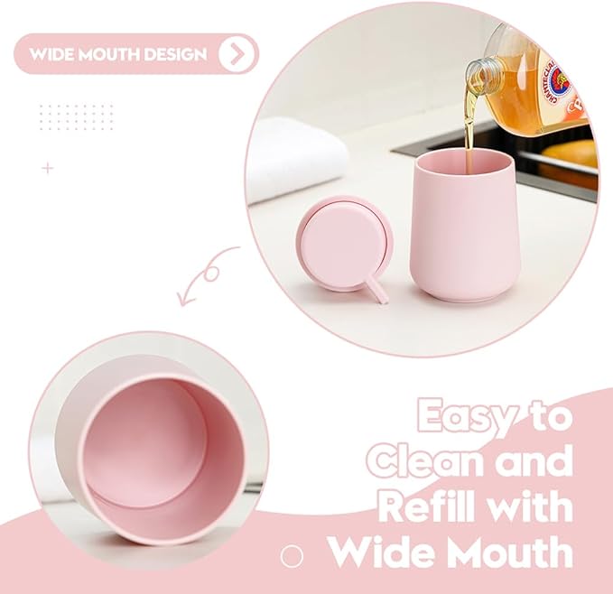 YAUKPH Matte Light Pink Foaming Hand Soap Dispenser Plastic 11 oz - Modern Minimalist Style for Bathroom & Kitchen Countertop Refillable