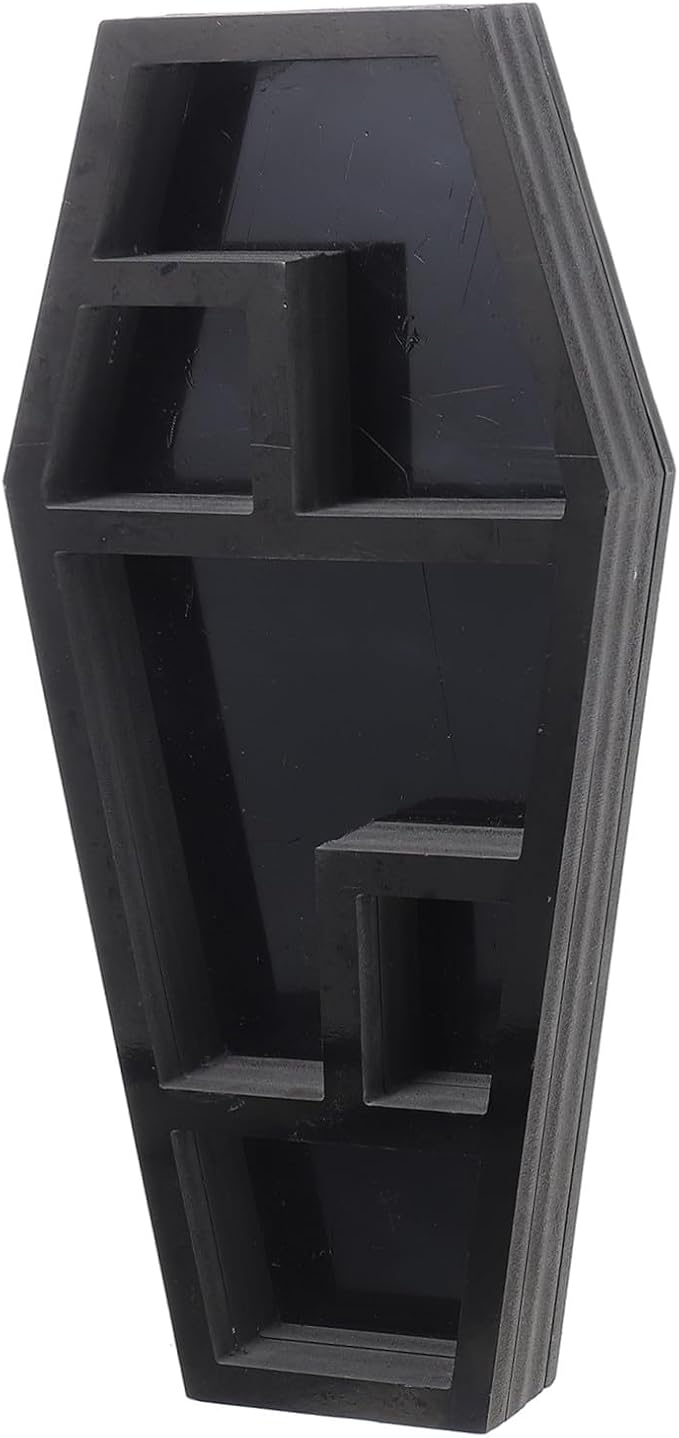 Healeved Gothic Coffin Storage Rack for Halloween Decor Multi-purpose Display Shelf for Collectibles Durable Casket Organizer for Home Haunted House Supplies