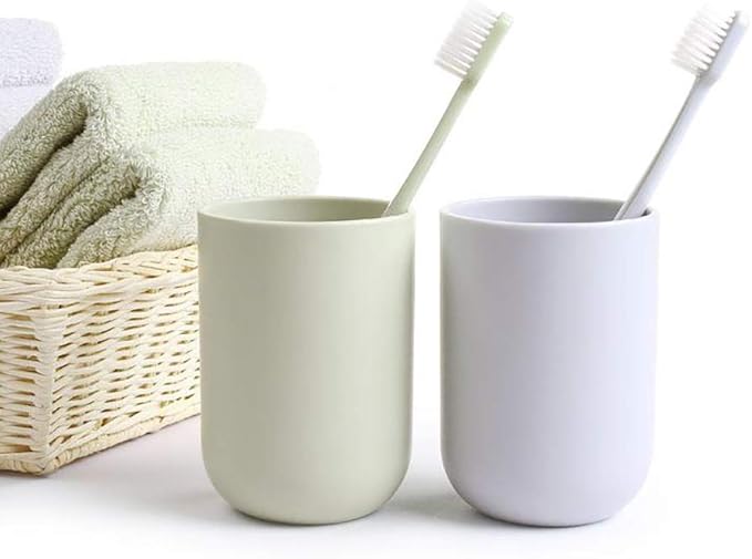 Toothbrush Cup, Bathroom Cup, Toothbrush Holder, Bathroom Tumbler, Plastic, 350ml (Grey blue)