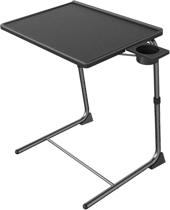 HUANUO Adjustable TV Tray Table - TV Dinner Tray on Bed & Sofa, Comfortable Folding TV Tray with 6 Height & 3 Tilt Angle Adjustments (Black)