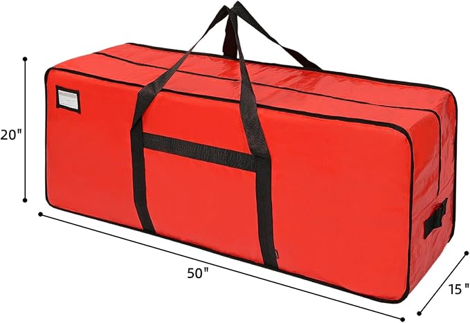 HOMEST Christmas Tree Storage Bag, Fits for 4.5-7ft Xmas Artificials, Zippered Bag with Reinforced Carrying Handles, Red (Bag Only)