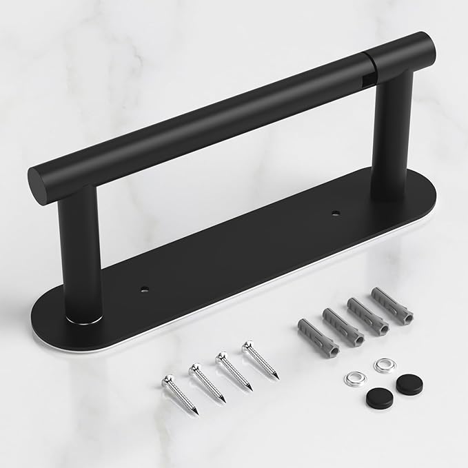 HITSLAM Toilet Paper Holder Matte Black, SUS304 Stainless Steel Bathroom Toilet Paper Roll Holder Wall Mounted and Self Adhesive, No Drill Tissue Holder Use for Washroom and Kitchen