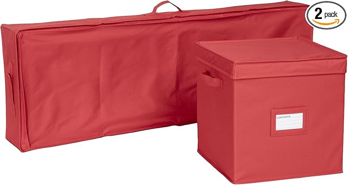 Tidy & Co. Holiday Storage Ornament Box and Multi Purpose Storage Box (Red)