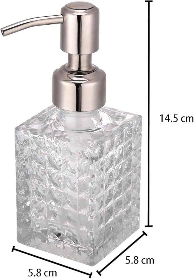 YunNasi Soap Dispenser with Stainless Steel Pump, Clear Crystal Design, Vintage and Elegant, Refillable Liquid Hand Soap Dish Soap Dispensers for Bathroom Counter, Kitchen Sink (Style 4)