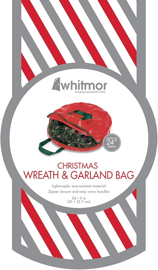 Whitmor Christmas Wreath & Garland Storage for 24" Wreath,Red