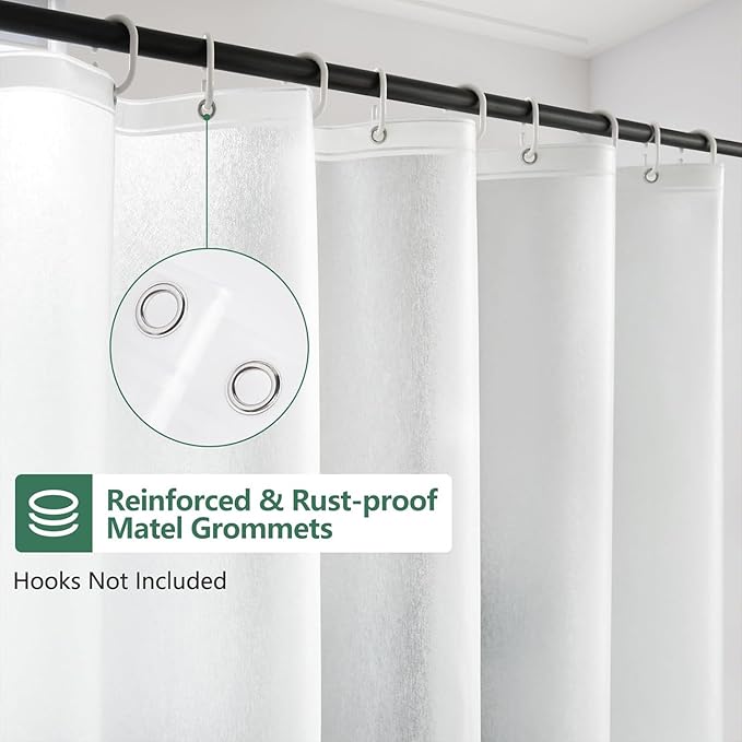 TIKABC Shower Curtain Liner, 4G PEVA Shower Liner, Plastic Peva Waterproof Shower Curtains, 72x72 inch with Grommet Holes 3 Magnetic Weights