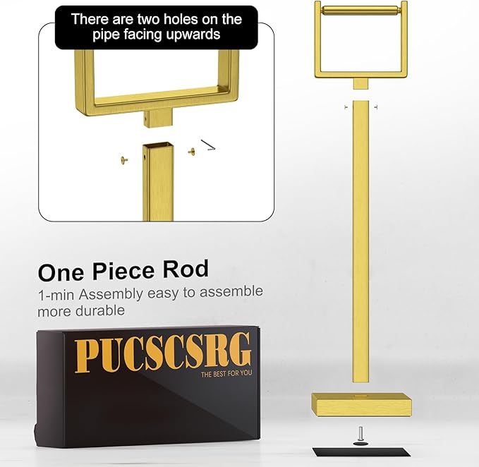 Brass Gold Toilet Paper Holder Stand,Stainless Steel Toilet Paper Holder Free Standing,Stable Weighted Base Floor Tissue Roll Holder for Bathroom,Modern Pivoting Toilet Paper Stand