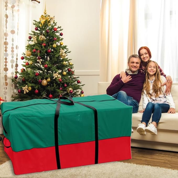 Christmas Tree Storage Bag,Fits Up 10 Ft Tall Artificial Trees,600D Oxford Material,Heavy Duty Tree Bag,Dampproof Storage Bag with Durable Reinforced Handles & Dual Zipper&Transparent Pocket