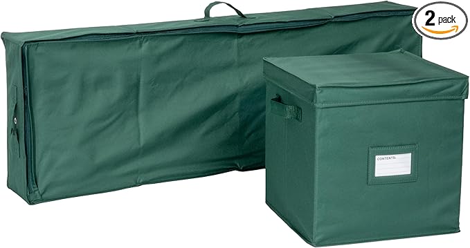 Tidy & Co. Holiday Storage Ornament Box and Multi Purpose Storage Box (Green)