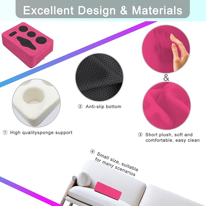 Couch Bed Cup Holder Pillow, Nisdoing 5 Hole Couch Drink Holder! Keep Drinks Hand Side and KeepTemp, Prevent Spills and Use Anywhere. Cup Holder for Couch, Bed,Camping,RV,Car,Beach.Pink