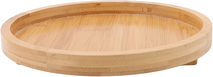 Tissting Wood Round Sofa Tray 9.65in x 4.72in - Clip on Side Table with Foldable Leg for Coffee, Tea, Snacks, Remote Controls, Living Room, Apartment, Dorm
