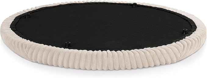 Furniture of America Lennox Modern Chenille 29-inch Round Storage Ottoman with Flip Top, Upholstered Footstool, Circle Coffee Table for Living Room, Bedroom, Entryway, Beige Pink