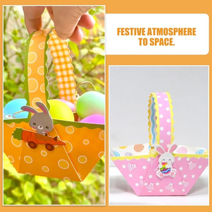 Cabilock 24pcs Easter Candy Baskets Paper Storage Holder for Treats and Items for Easter Celebrations Versatile Design for Year Use