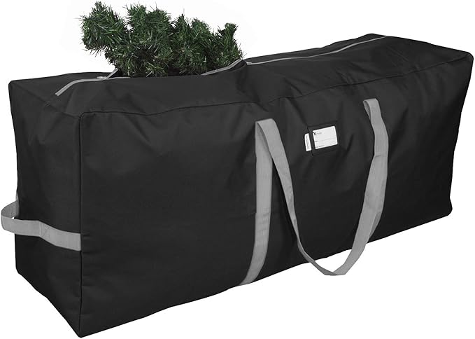 Primode Heavy Duty Christmas Tree Storage Bag, Fits Up to 9 Ft. Tall Disassembled Trees, 25" H X 20" W X 65" L, Durable 600D Oxford Material, Heavy Duty Xmas Storage Container (Black)