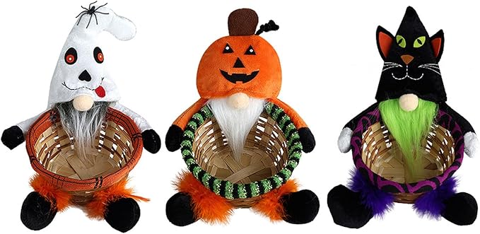Stylish Decorated Round Basket Portable for Halloween Celebration and Enthusiasts Home Decoration Accessory Home Storage Basket