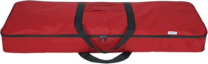 Primode Christmas Wrapping Paper Storage Bag with Pockets | Gift Wrap Organizer Container | 37” x 14” x 4” | Underbed Durable Box Made of 600D Oxford Material (Red)