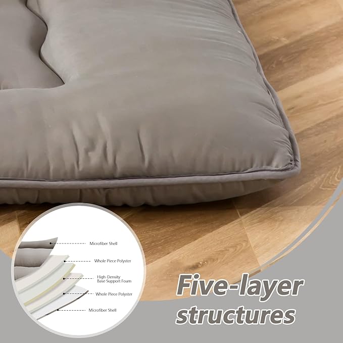 MAXYOYO Cot Japanese Floor Futon Mattress, Single Size Tatami Mat Sleeping Pad Foldable Roll Up Boys Girls Narrow Mattress Lounger Pillow Couch