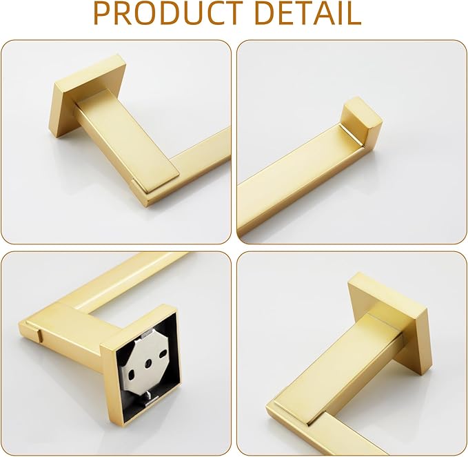 KOKOSIRI Toilet Paper Holder Gold Tissue Paper Dispenser for Kitchen Bathroom Washroom Toilet Roll Holder Stainless Steel, Wall Mounted B2006BG