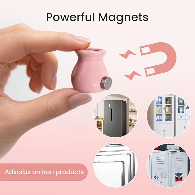 Mother's Gifts for Mom Birthday Gifts from Daughter Son - 6 Pcs Refrigerator Magnets - Mini Vase Magnets for Fridge with Artificial Flowers, Christmas Valentines Day Gifts for Moms