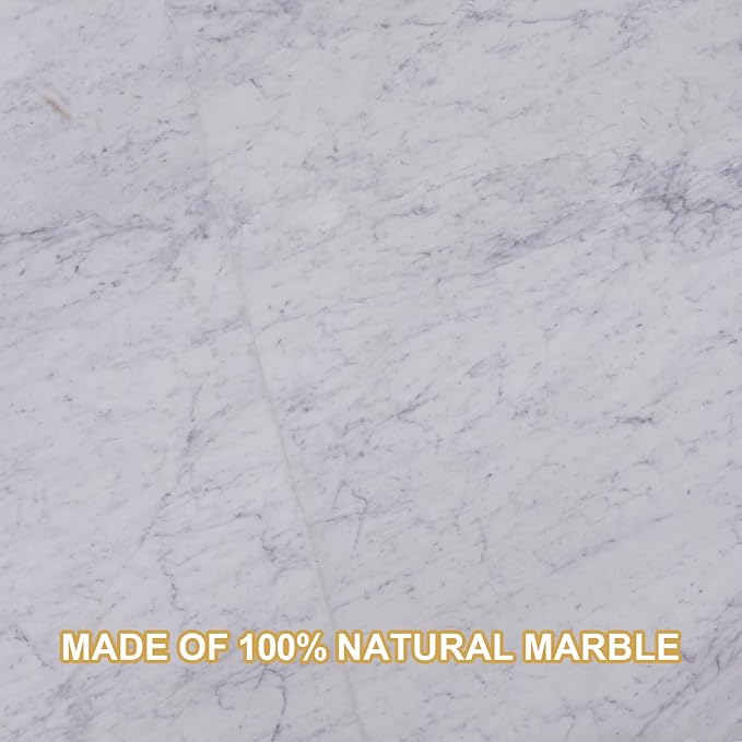 Koville Carrara Marble Paper Towel Holder Countertop, 6“ Genuine Stone Paper Towel Holder Stand for Kitchen Storage, for Standard or Jumbo-Sized Rolls