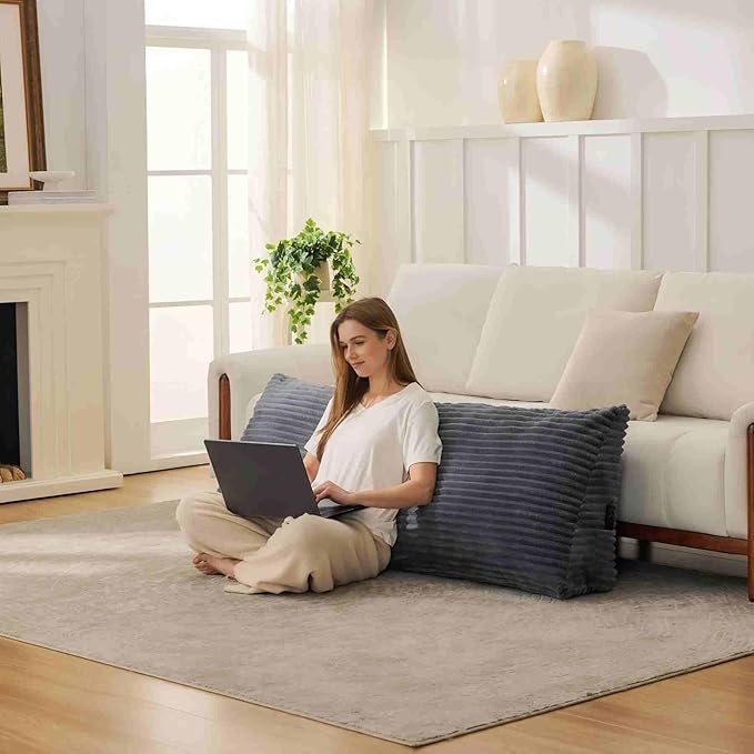 Headboard Pillow Full, Headboard Wedge Pillow, Back Rest Pillows for Sitting, Reading, Working, Triangle Pillow with Removable Cover, Daybed Pillows for Bed Dorm Sofa, Dark Grey