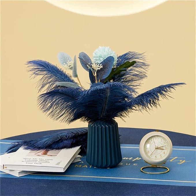 30pcs Navy Blue Ostrich Feathers Natural Bulk 13-16in(33-40cm) Vase Craft Wedding Home Party Centerpieces Christmas Day Decoration