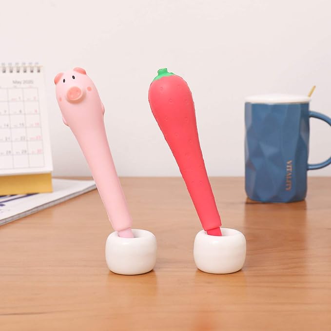 Mini Ceramics Toothbrush Holder Stand for Bathroom Vanity Countertop, Handmade Couple Toothbrush Head Holder, Shaver Holder and Office Pen Holder, 2-Piece Set White