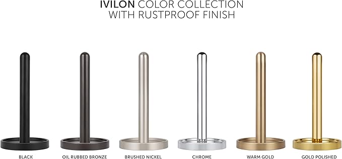 Ivilon Paper Towel Holder Stand - Steady and Easy Tear - Fits All Paper Towel Rolls - Gold Polished