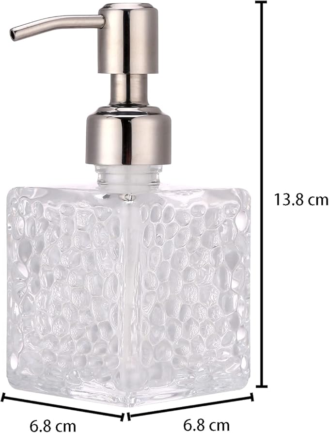 YunNasi Soap Dispenser with Stainless Steel Pump, Clear Crystal Design, Vintage and Elegant, Refillable Liquid Hand Soap Dish Soap Dispensers for Bathroom Counter, Kitchen Sink (Style 3)