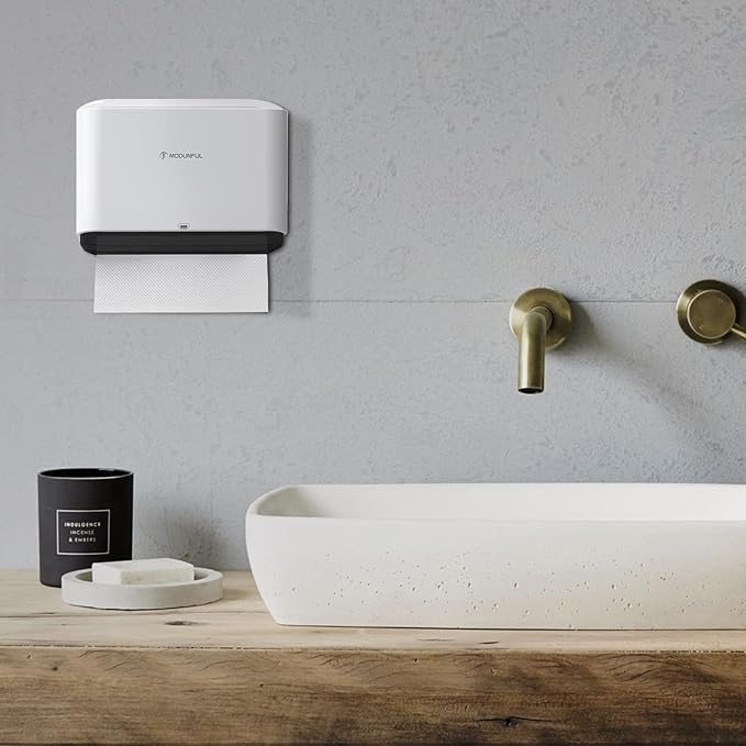 Paper Towel Dispenser Wall Mount: Adhesive Paper Towel Holder for Multifold/Trifold/Z Fold Paper Towel, Compact Hand Paper Towels Dispensers for Bathroom