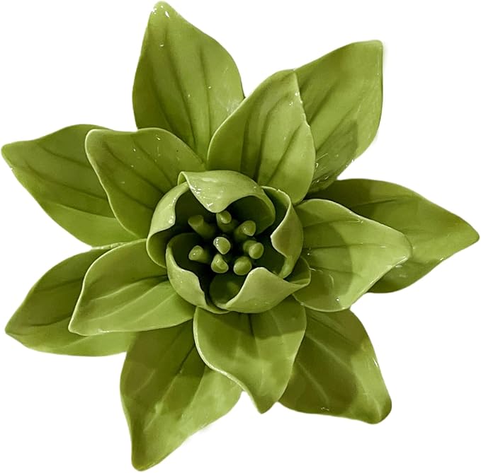 AMERRY Magnolia, 3.54" 3D Handmade Porcelain Flower Wall Art Decor, 3D Ceramic Flower Wall Decor, Home Office Decor, Unique Gift for Home Office Decor,Girls (Fruit green)