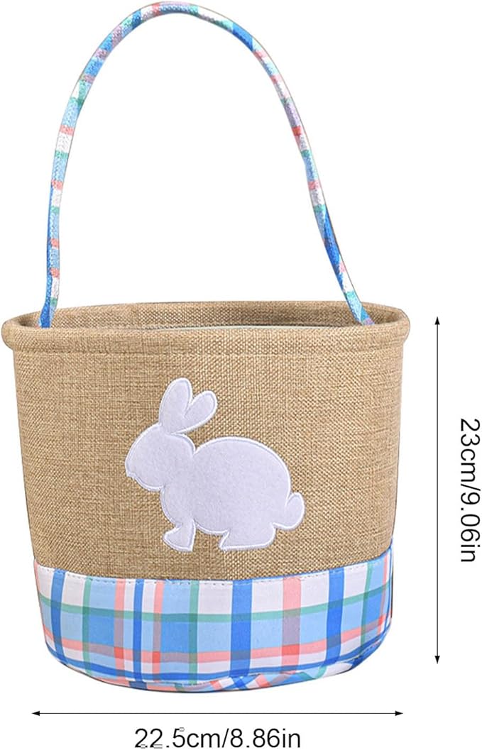 Easters Woven Fabric Storage Basket with Rabbits Accent for Eggs Hunts Holiday Decorations and Spring Parties