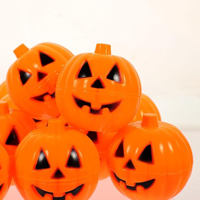 Cabilock 12pcs Halloween Pumpkin Containers Small Plastic Pumpkin Storage Box Bulk Mini Pumpkins Props Trick or Treat Candy Case Container for Halloween Decoration Party Supplies