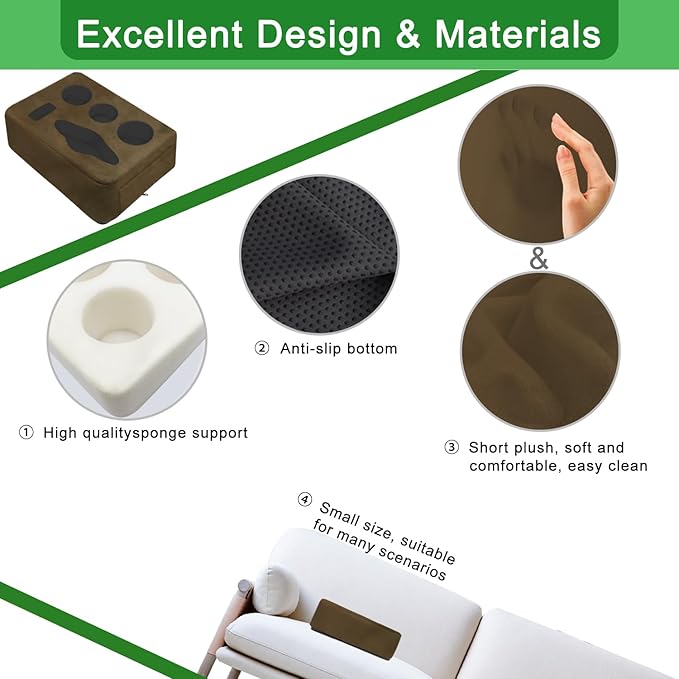 Couch Bed Cup Holder Pillow, Nisdoing 5 Hole Couch Drink Holder! Keep Drinks Hand Side and KeepTemp, Prevent Spills and Use Anywhere.Cup Holder for Couch, Bed,Camping,RV,Car,Beach.Brown