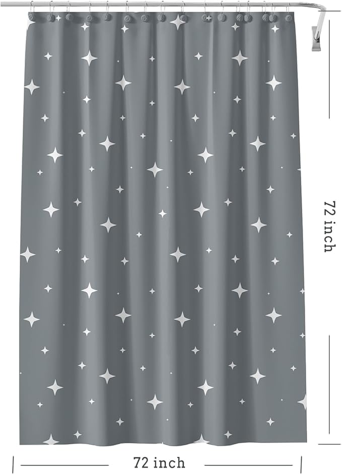 TIKABC Black Shower Curtain Liner, 4G PEVA Shower Liner, Plastic Peva Waterproof Shower Curtains, 72x72 inch with Grommet Holes 3 Magnetic Weights