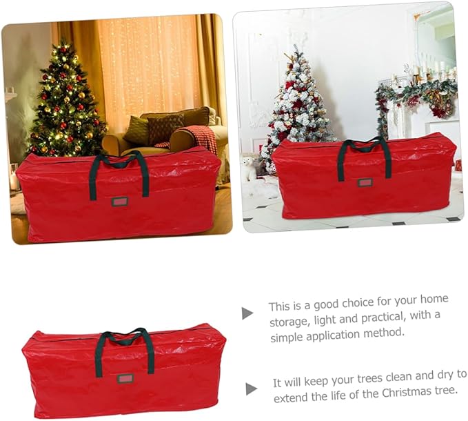 PRETYZOOM Christmas Tree Storage Bag Zippered Organizer Carry Handles for Fits up to Disassembled Xmas Tree and Holiday Decorations Design