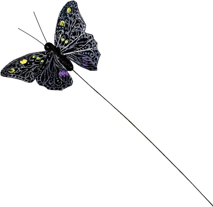 Cartanfill-Decorative Feather Black Butterfly paired with Gold and Silver line Patterns, for Home Accent Piece, Gift Idea