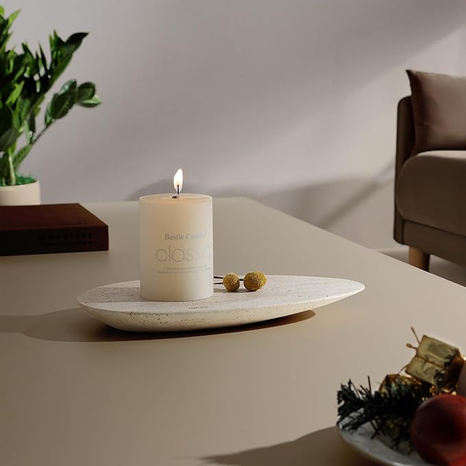 BUICCE Unique Decorative Tray, 12x6.7 Inch Natural Travertine Tray for Jewelry, Rings, Candle Holder, Bathroom Vanity & Tabletop Decor