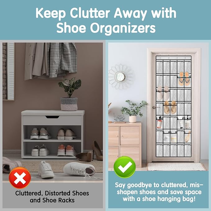 Kotkn 35 Compartment Over The Door Storage - Breathable Mesh Hanging Organizer with Large Pockets, Space Saving Design for Men & Women's Footwear, Closet, Bedroom ļ¼Whiteļ¼